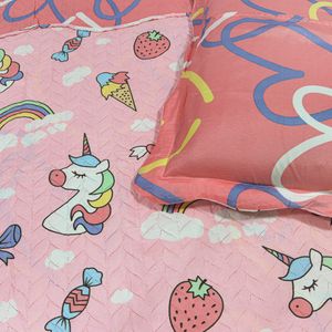 KIT-CAMA-SOLTEIRO-ULTRA-LISSE-INFANTIL---UNICORNIO-ARCO-IRIS