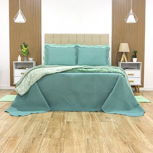 KIT-CAMA-SOLTEIRO-ACETINADO-ULTRASSONIC---ZIG-ZAG-VERDE-ESCURO