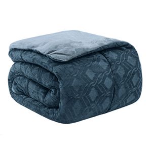 EDREDOM-CASAL-PLUSH-AIRBLOOM-CLASSIC---PIAO-AZUL-ESCURO