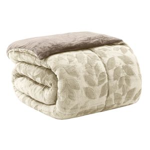 EDREDOM-CASAL-PLUSH-AIRBLOOM-CLASSIC---FOLHAS-BEGE