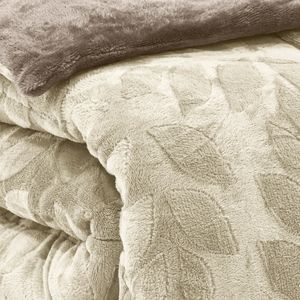 EDREDOM-CASAL-PLUSH-AIRBLOOM-CLASSIC---FOLHAS-BEGE