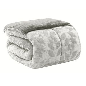 EDREDOM-CASAL-PLUSH-AIRBLOOM-CLASSIC---FOLHAS-CINZA
