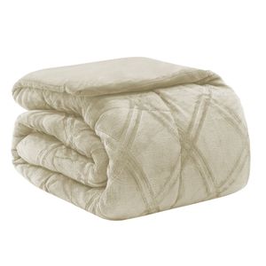 EDREDOM-CASAL-PLUSH-AIRBLOOM-CLASSIC---GEOMETRIC-BEGE